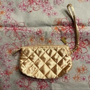 NWOT Gold Quilted Fabric Wristlet